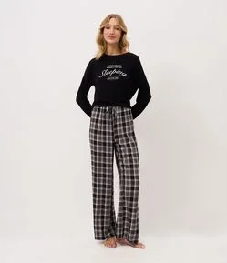 Calça de Pijama em Viscose com Estampa Xadrez