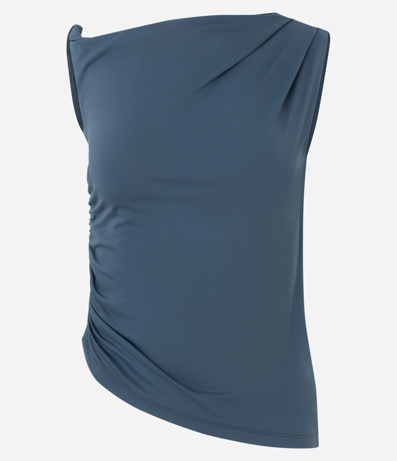 Blusa em Microfibra com Decote Ombro Só e Franzidos Verde 1