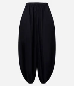 Calça Balloon em Tricoline com Elástico no Cós e Tornozelo