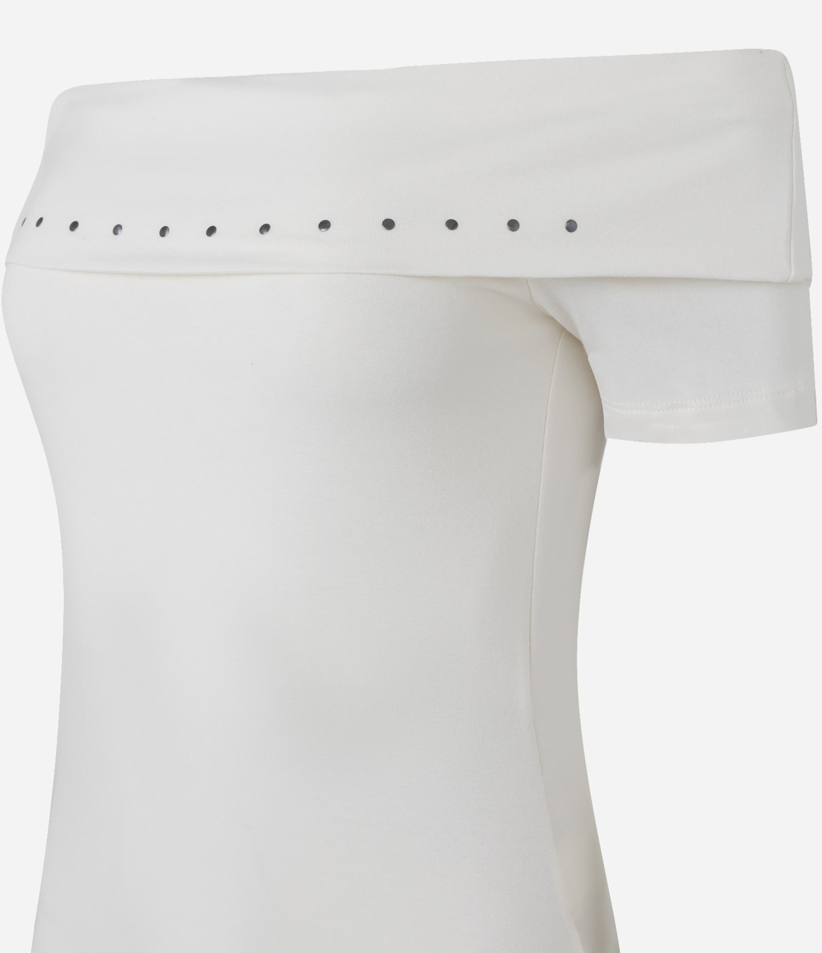 Blusa Ombro a Ombro em Algodão com Tachinhas Off White 6