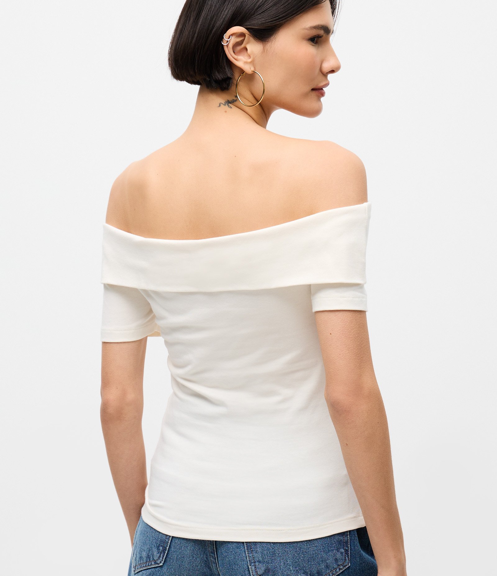 Blusa Ombro a Ombro em Algodão com Tachinhas Off White 4