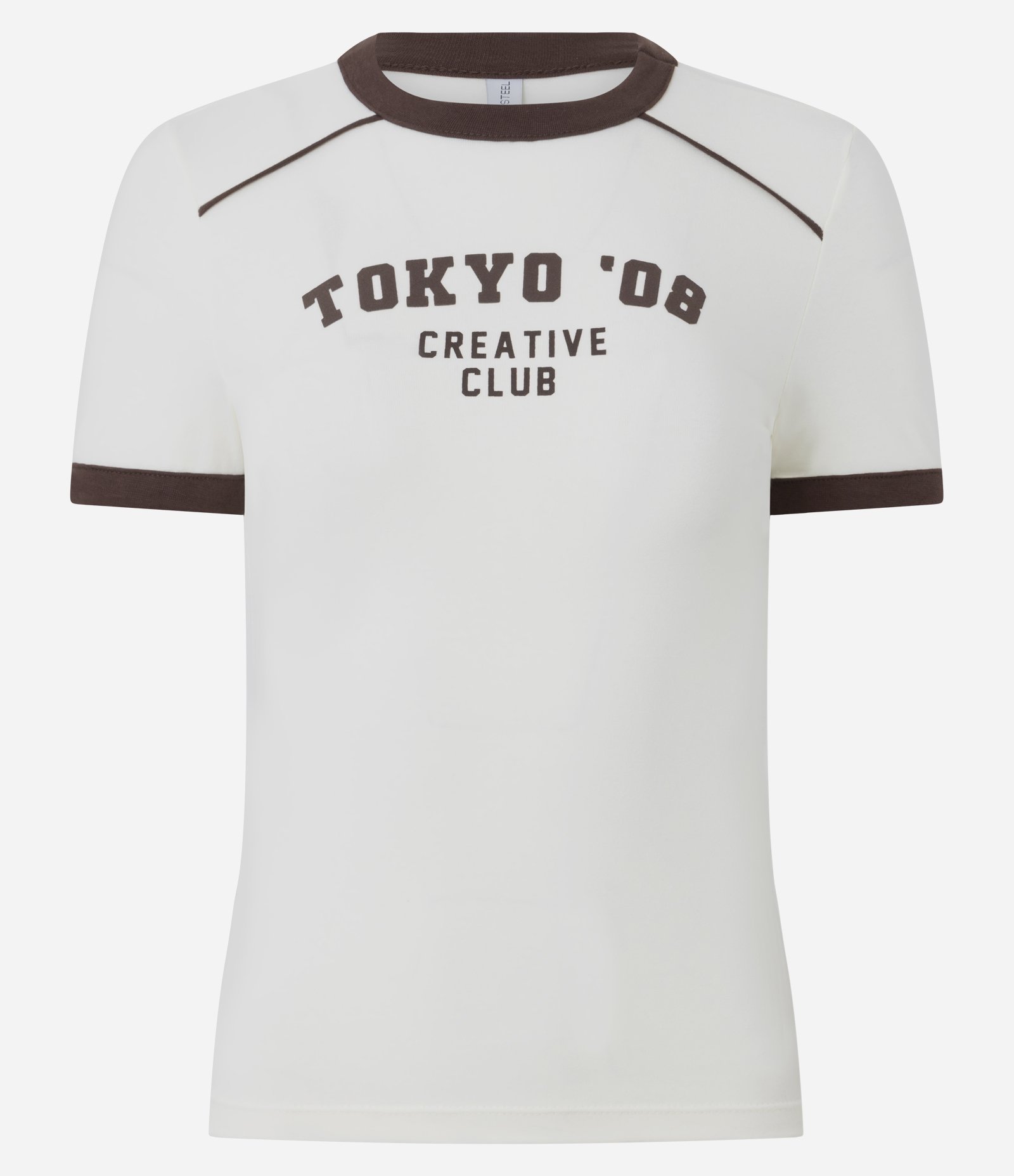 Camiseta com Detalhes Constrastantes e Estampa Lettering Tokyo Off White 5