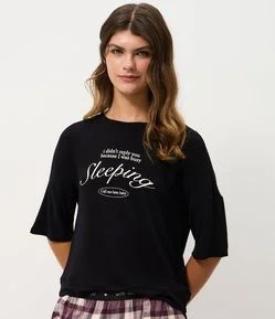 Blusa de Pijama Oversized em Moletom com Estampa Lettering