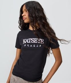Camiseta em Algodão com Estampa Katseye com Lettering