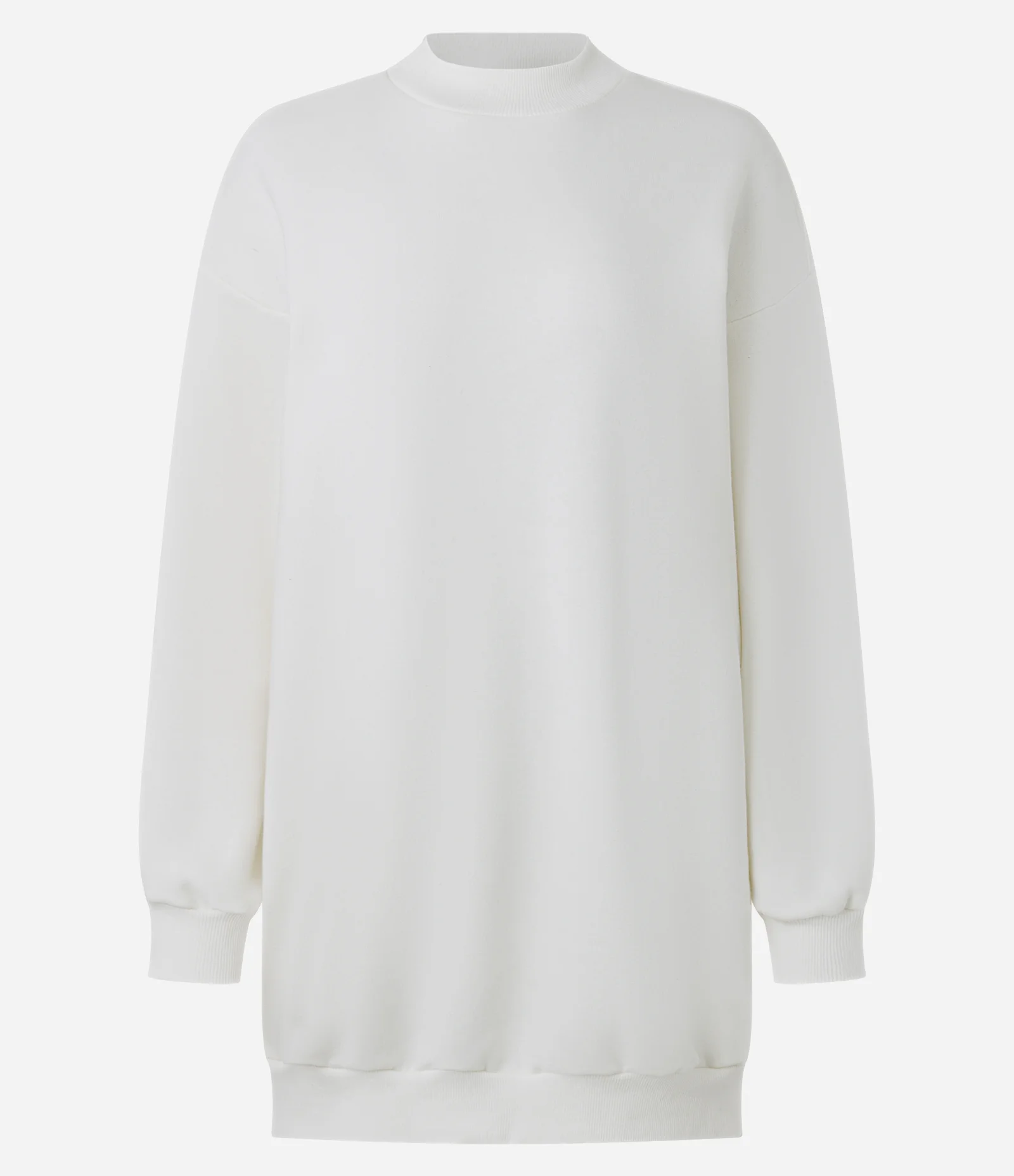 Vestido Curto em Moletom com Gola Alta Branco 1