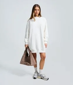 Vestido Curto em Moletom com Gola Alta