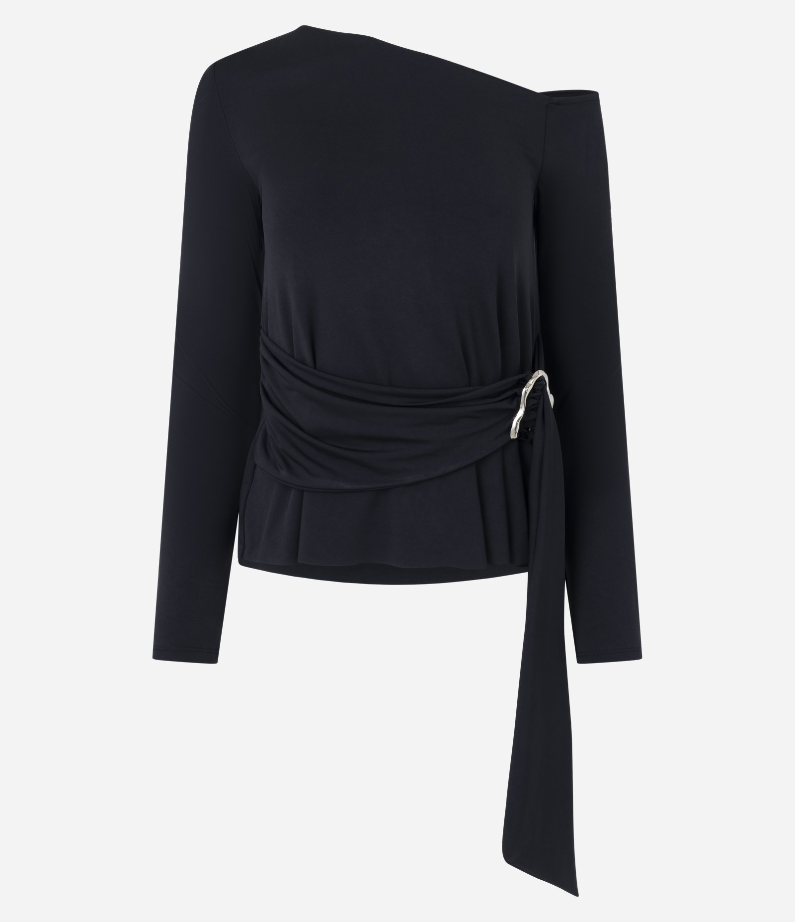 Blusa Manga Longa com Amarração e Aviamento Preto 5