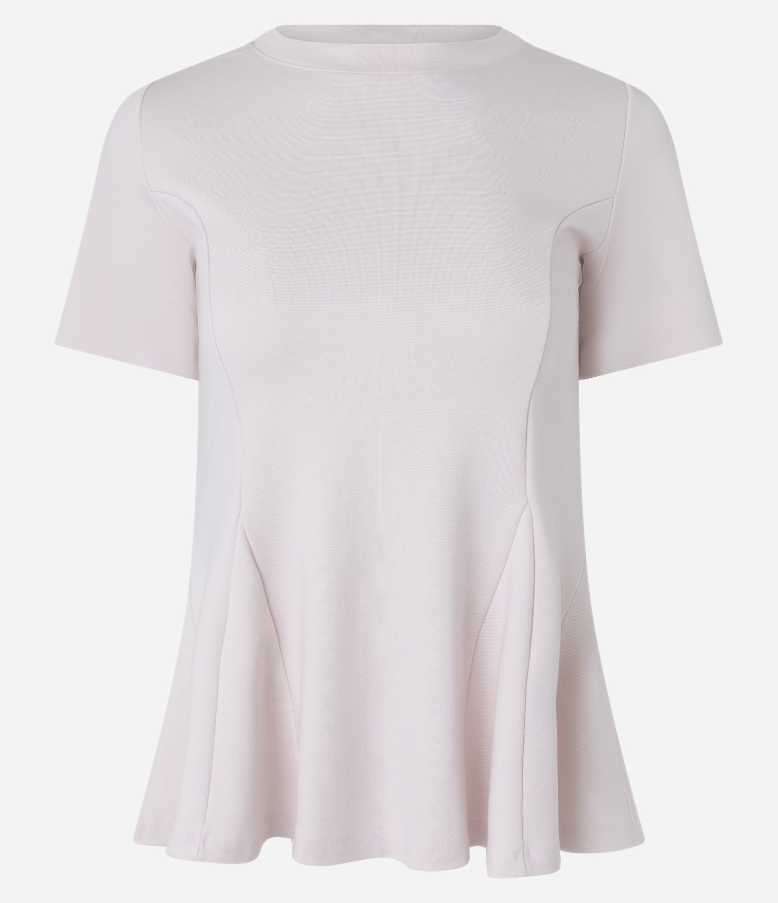 Blusa Peplum em Ponto Roma e Gola Redonda Rosa 1