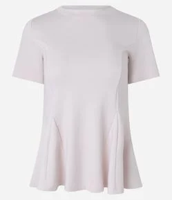 Blusa Peplum em Ponto Roma e Gola Redonda