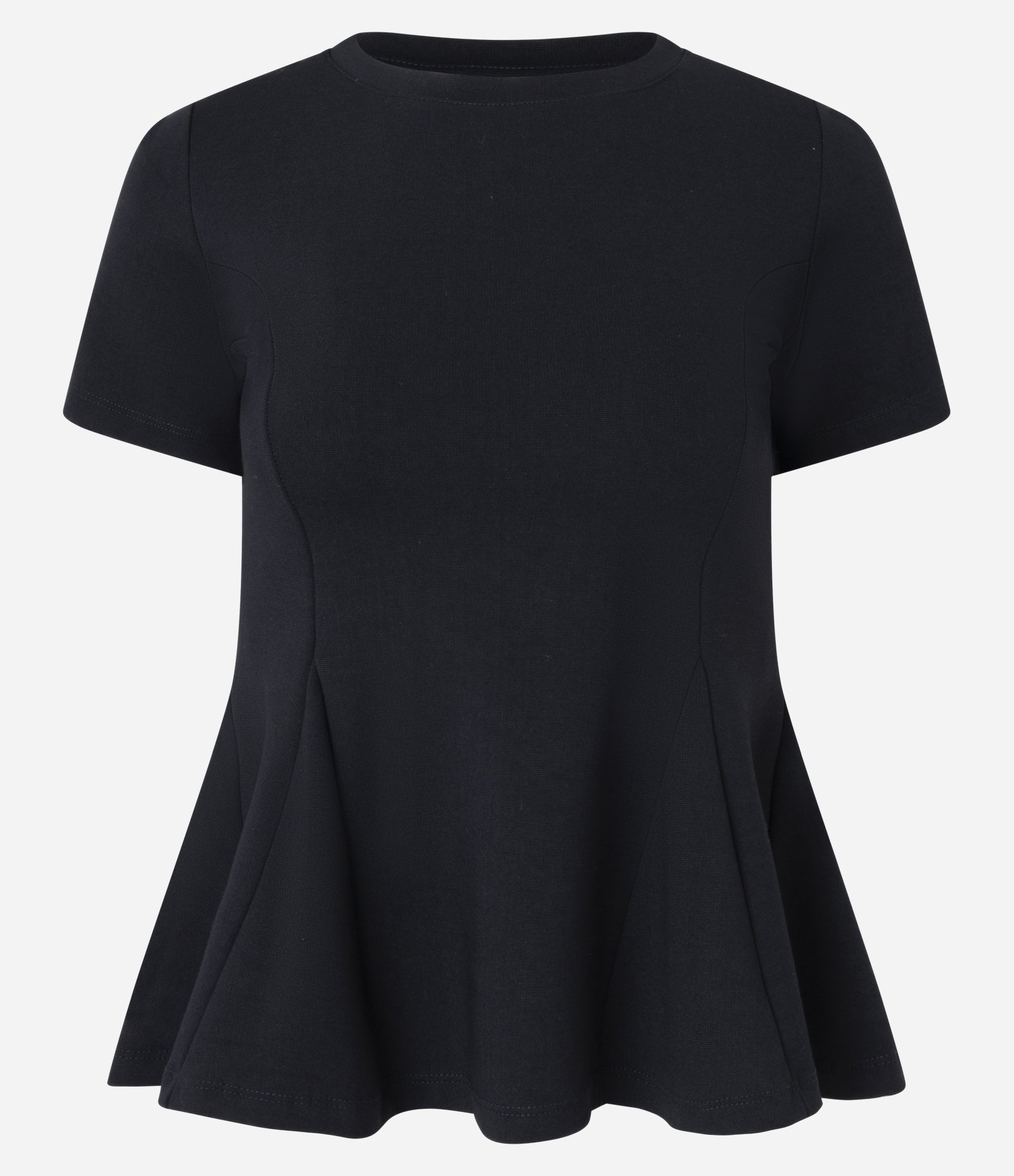 Blusa Peplum em Ponto Roma e Gola Redonda Preto 1