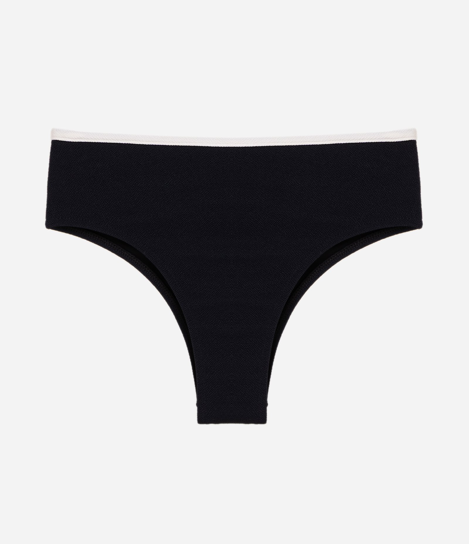 Biquini Calcinha Hot Pants em Crepe com Viés Contrastante Preto 1