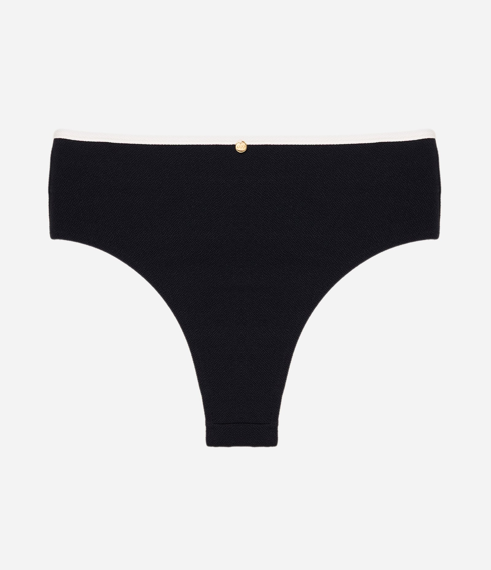 Biquini Calcinha Hot Pants em Crepe com Viés Contrastante Preto 2