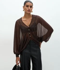 Blusa Ampla com Mangas Longas