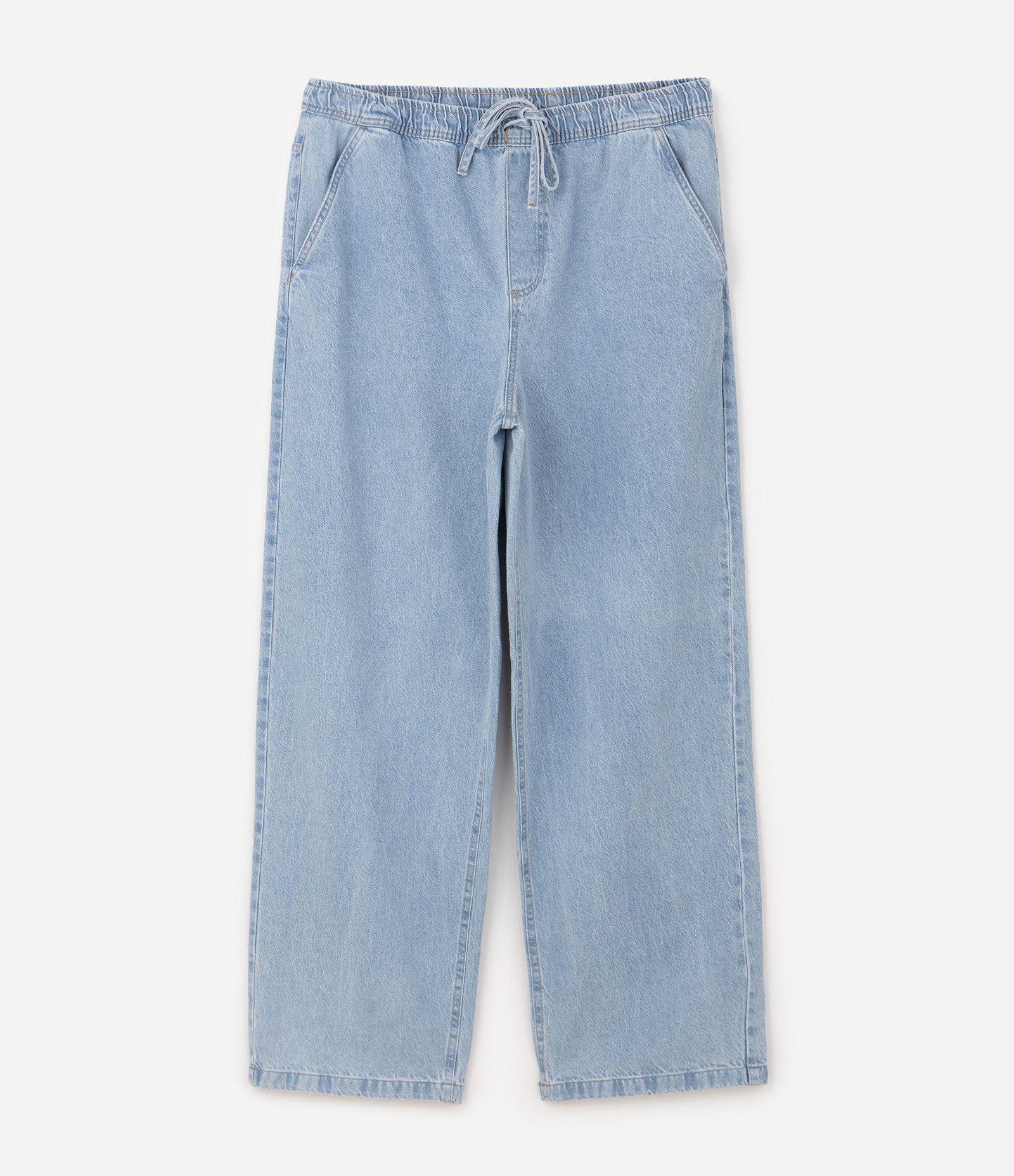 Calça Jeans Baggy Relaxed com Cós Elástico Azul 4