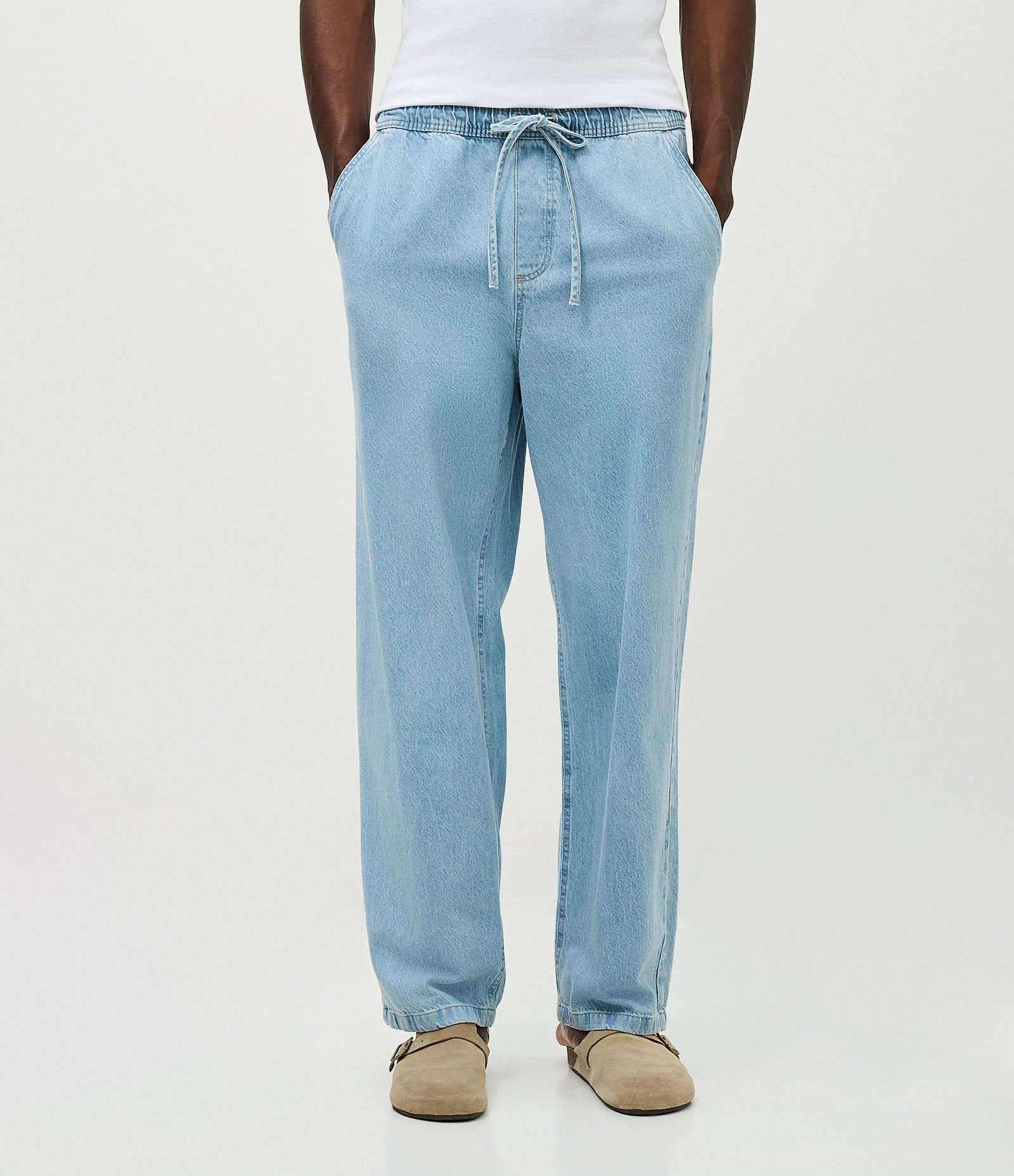 Calça Jeans Baggy Relaxed com Cós Elástico Azul 2