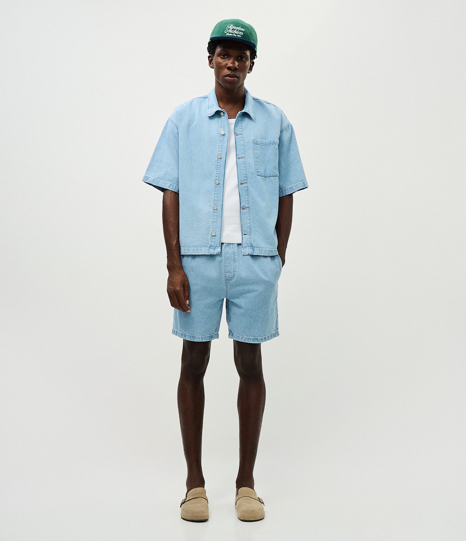 Bermuda Jeans  Regular com Cós Elástico Azul 1