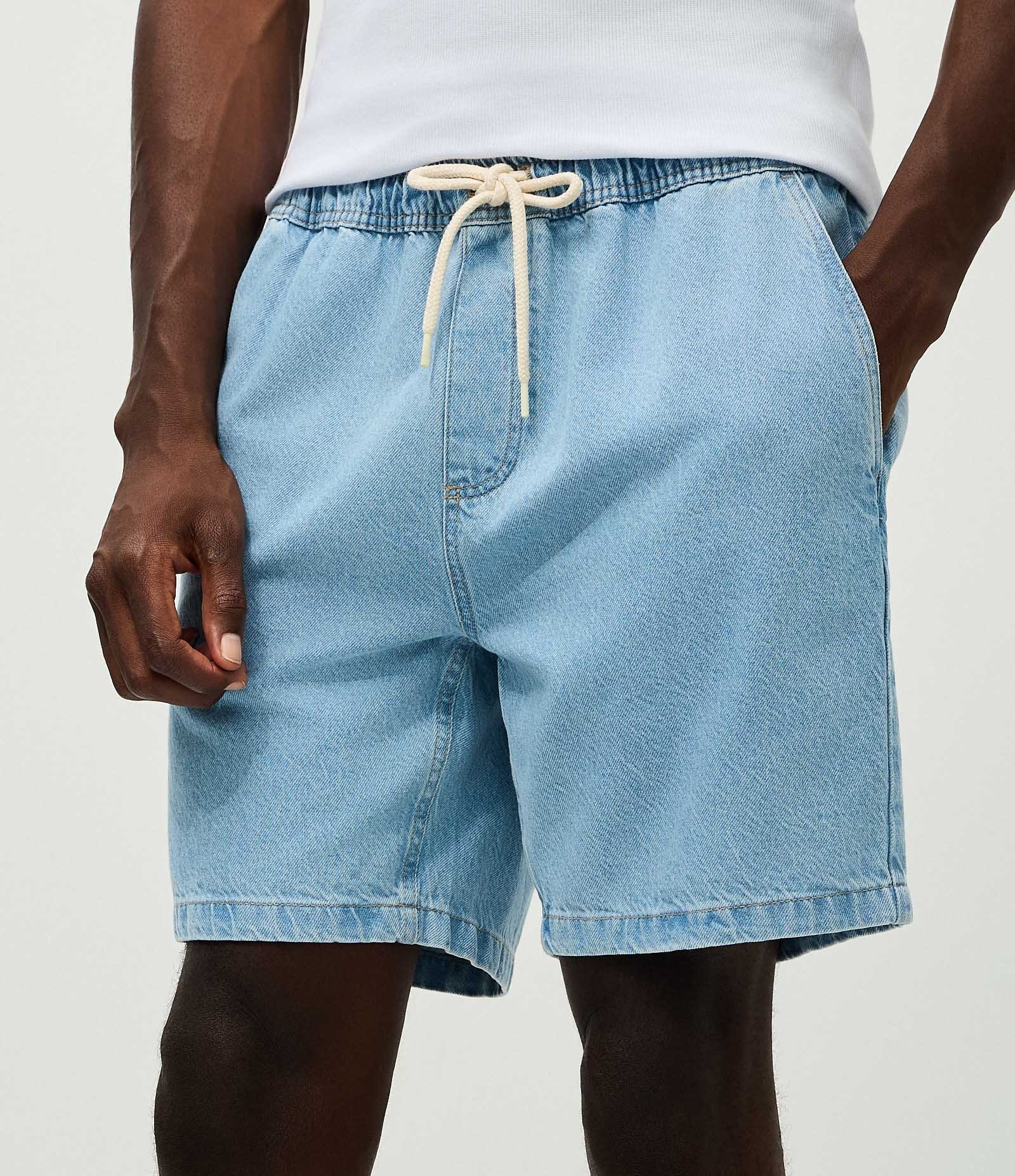 Bermuda Jeans  Regular com Cós Elástico Azul 2