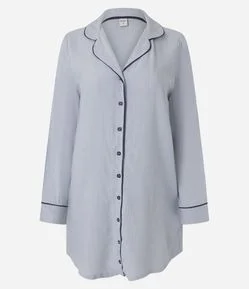Camisola Americana Manga Longa em Viscose com Estampa Listrada