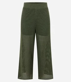 Calça Pantacourt em Tricô com Ponto Trabalhado