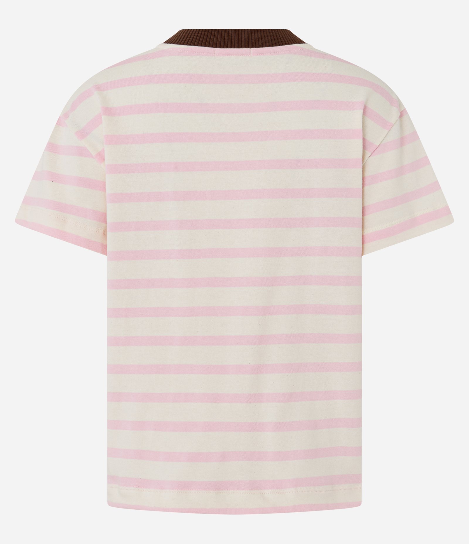 Blusa Slim Listrada em Algodão com Gola Contrastante Branco/Rosa 6