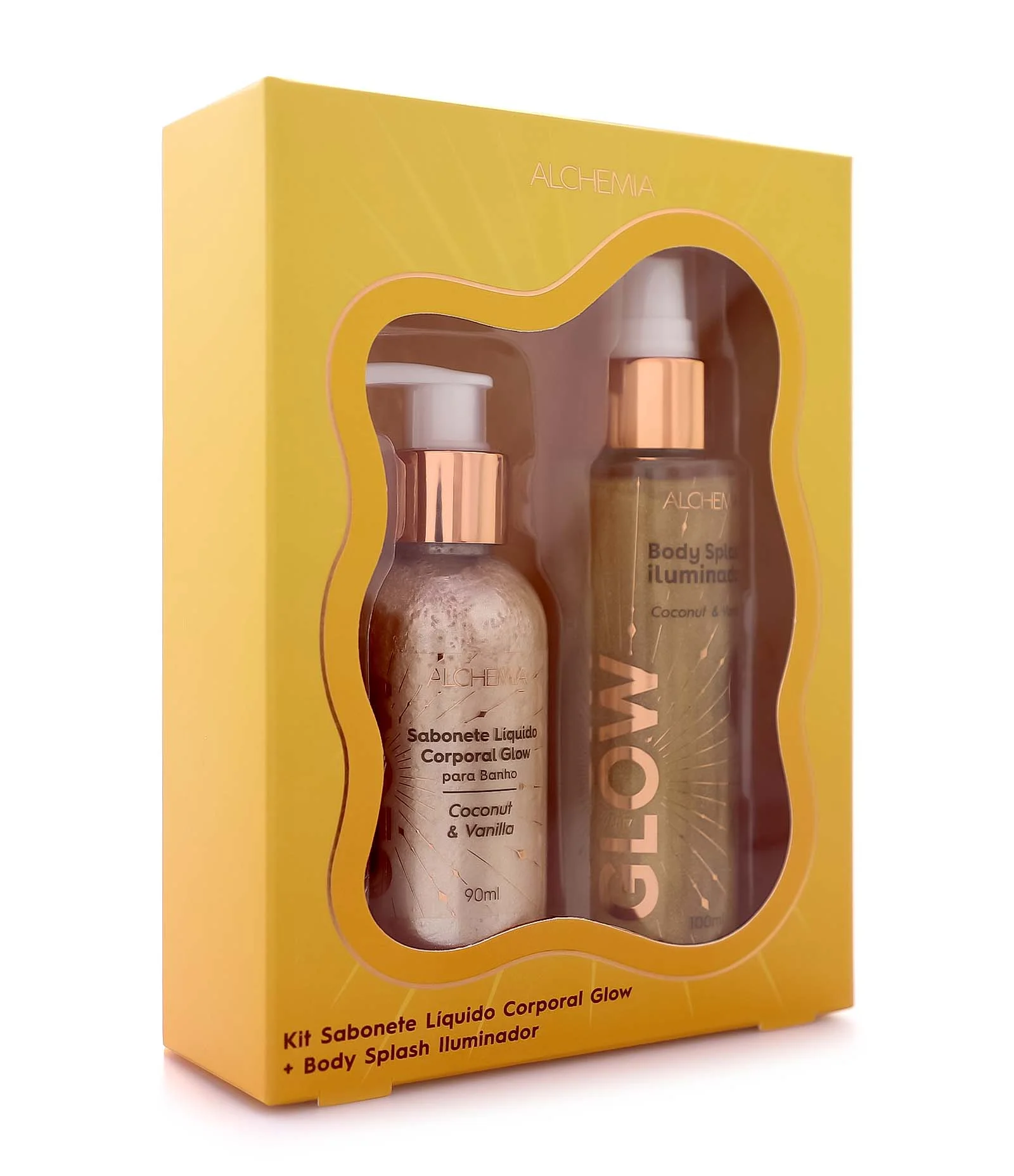 Kit Glow com Sabonete Liquido e Body Splash Iluminador Alchemia KIT 2