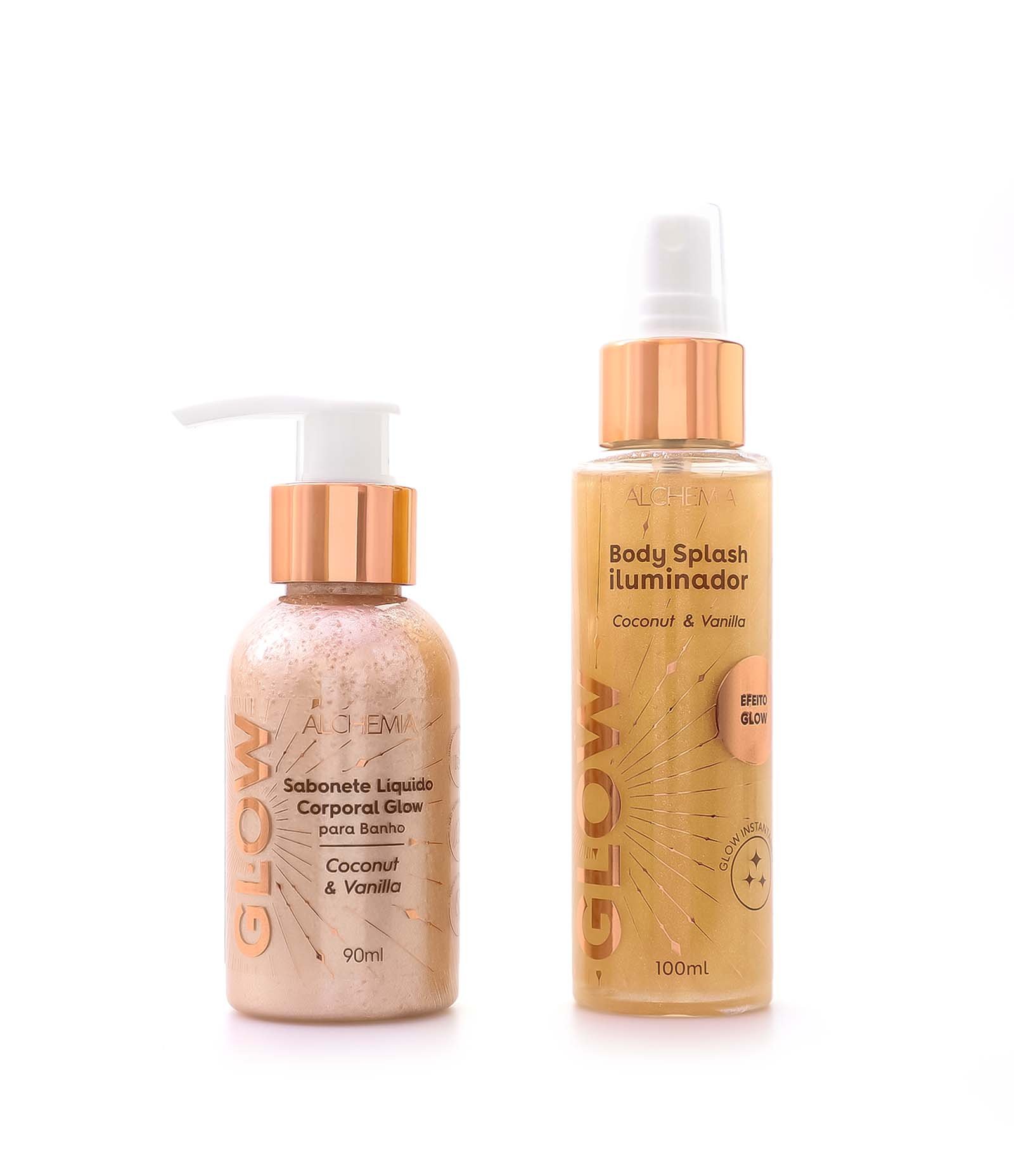 Kit Glow com Sabonete Liquido e Body Splash Iluminador Alchemia KIT 4