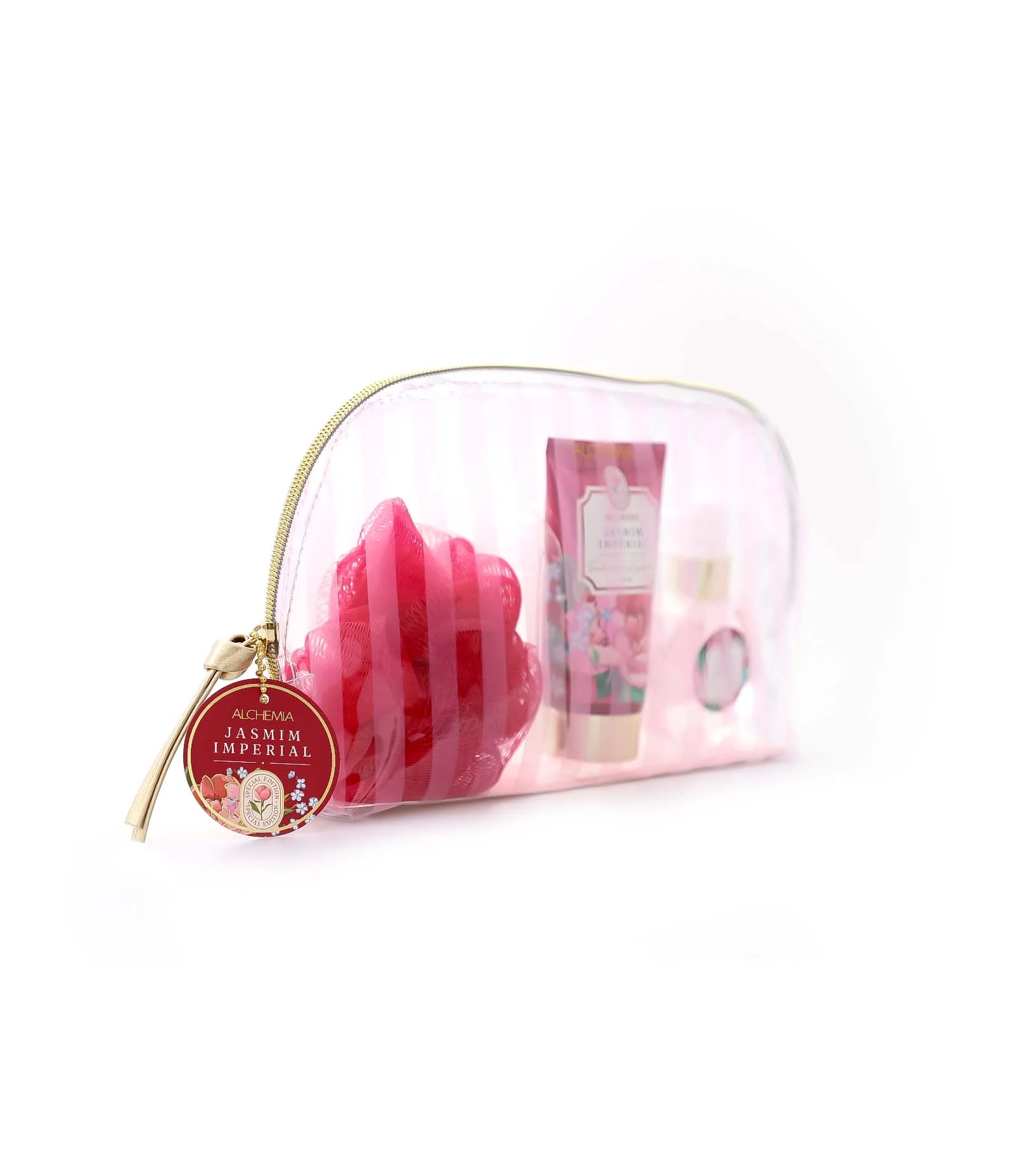 Kit Necessaire Mães 2026 com Sabonete Liquido com Body Splash e Esponja de Banho KIT 2