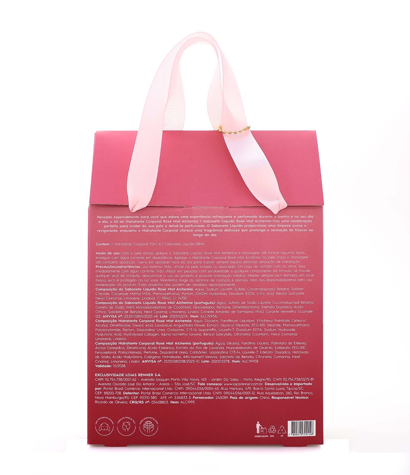 Kit Sacolinha Maes 2026 com Sabonete Liquido e Hidratante Alchemia KIT 4