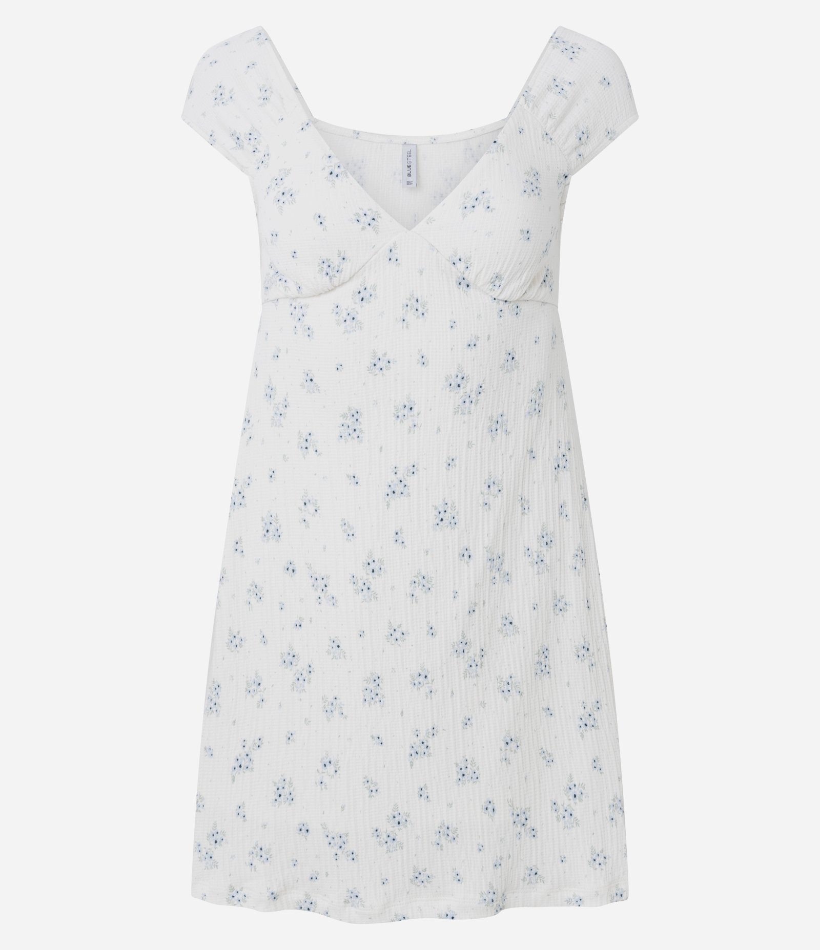 Vestido Curto em Waffle com Estampa Floral Branco 5