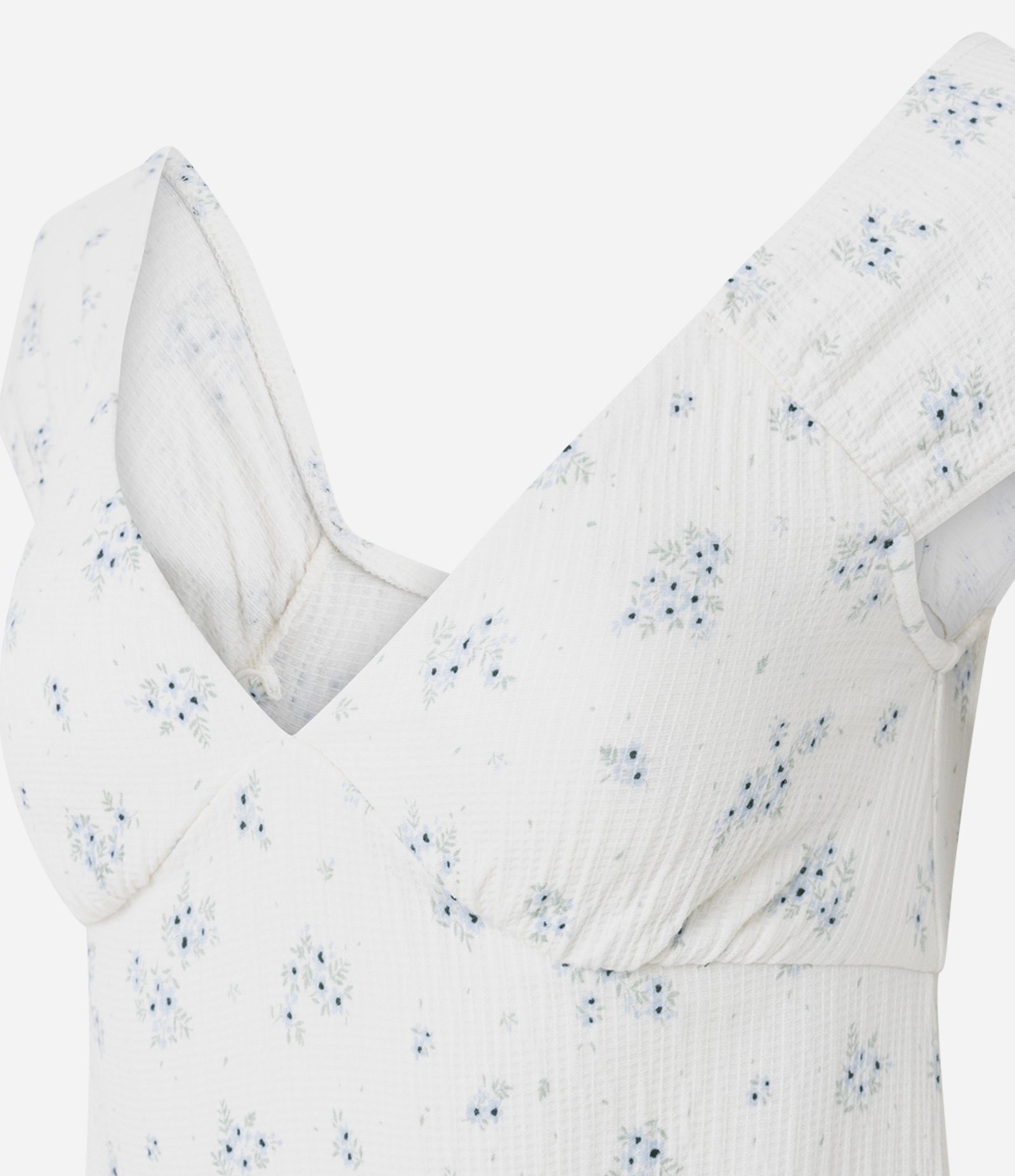 Vestido Curto em Waffle com Estampa Floral Branco 6
