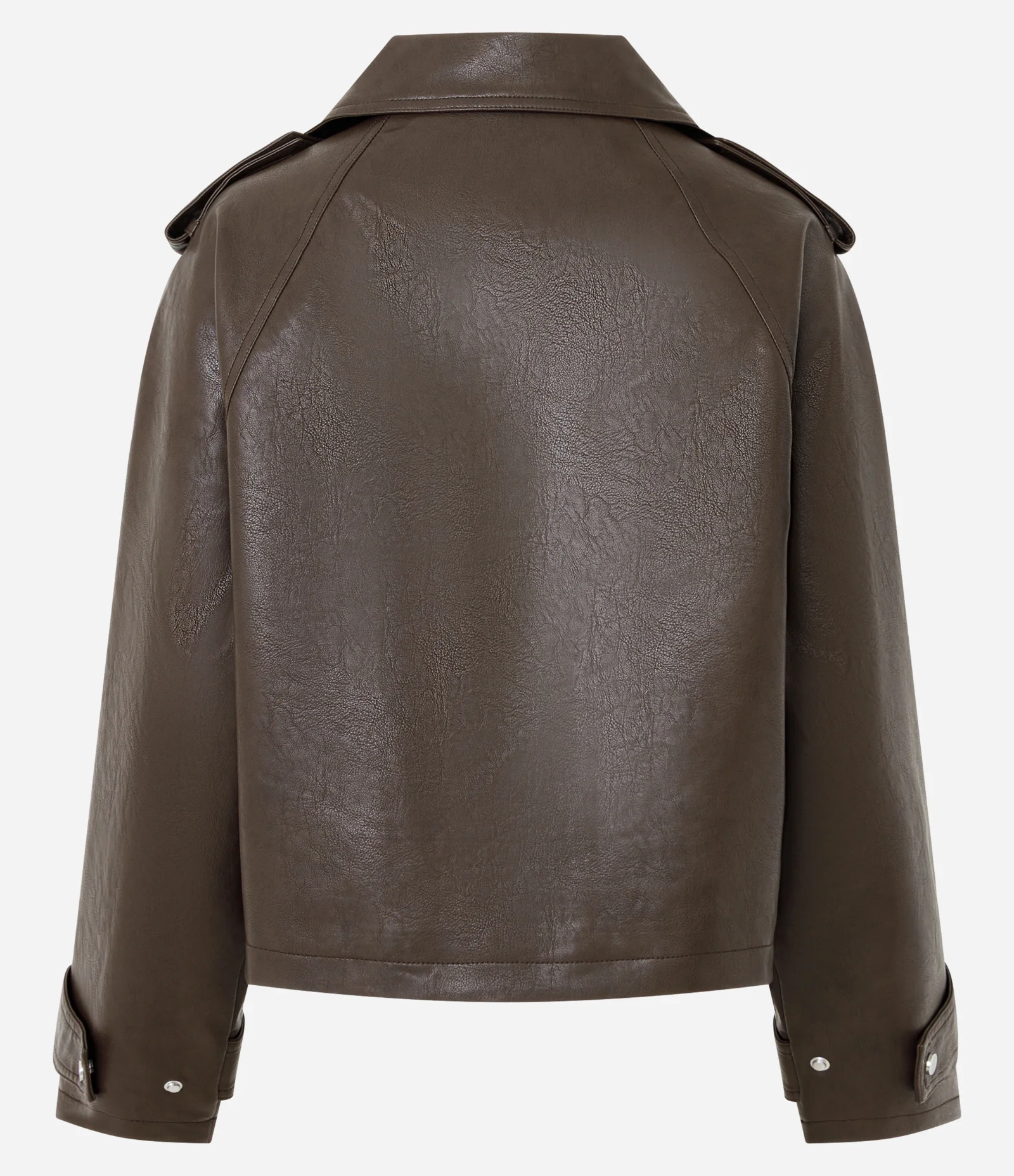 Jaqueta Oversized em PU com Martingale no Ombro Marrom 6