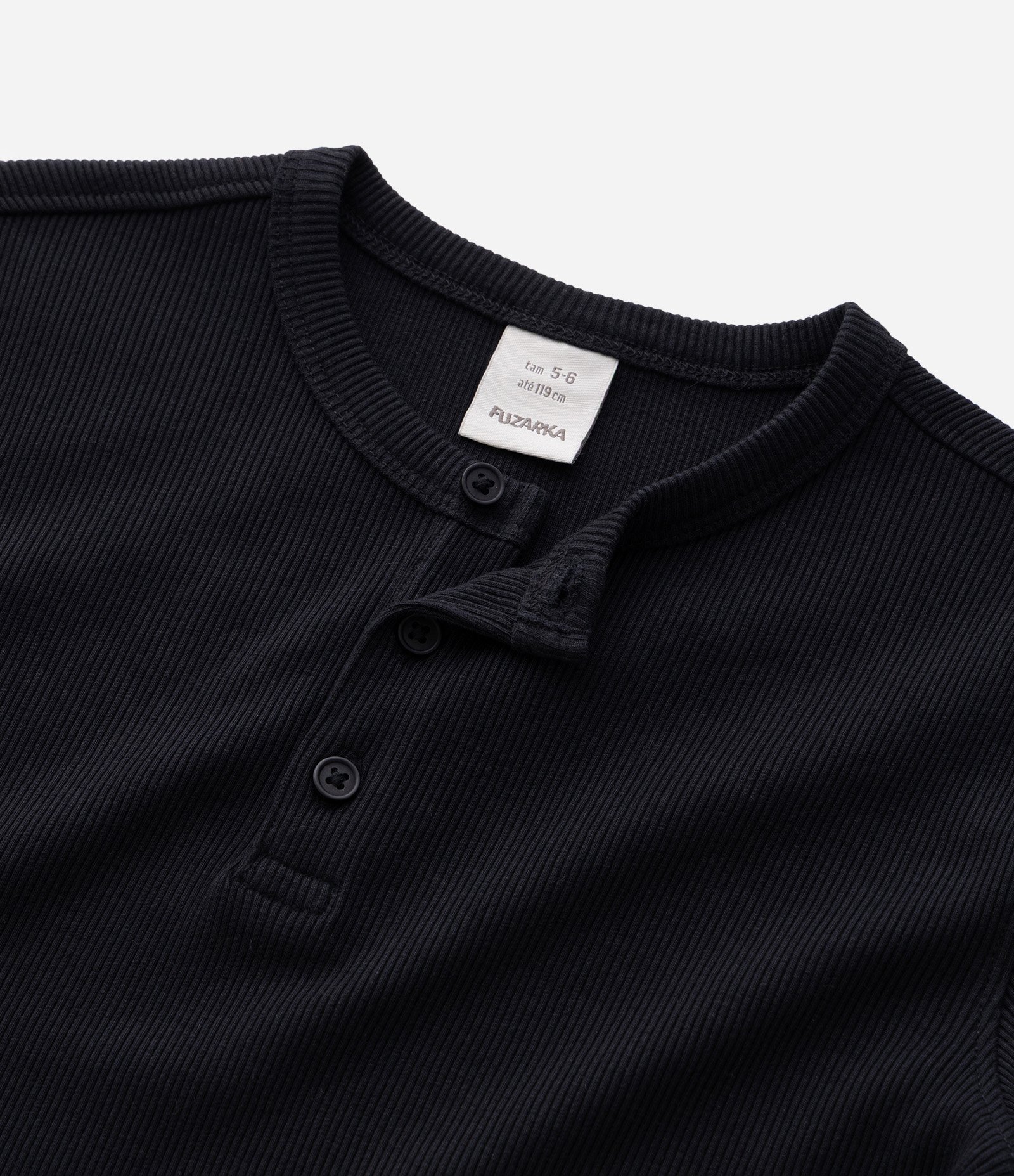 Camiseta Regular Infantil em Algodão com Gola Henley – Tam 5 a 14 Anos Preto 5