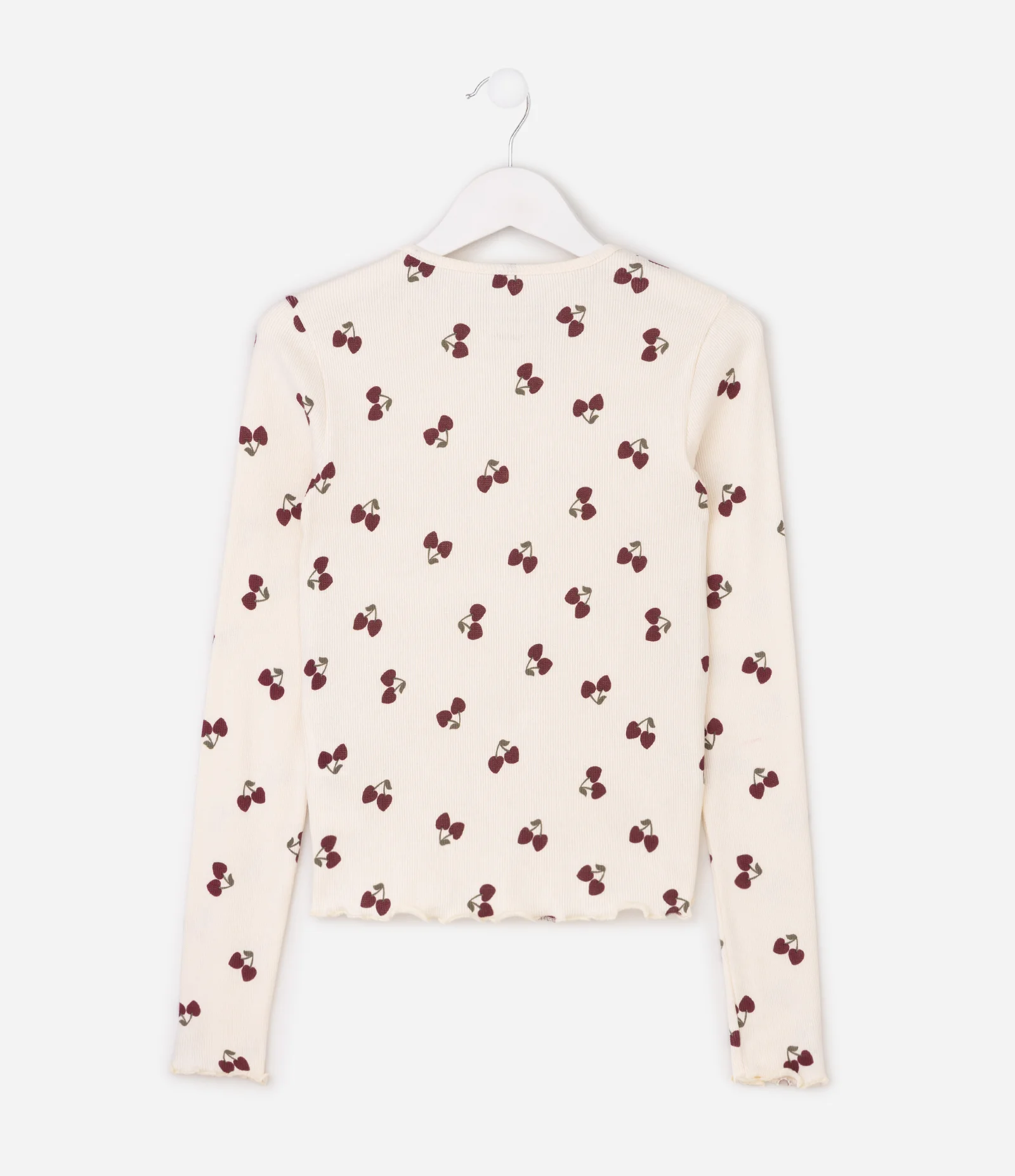 Blusa Manga Longa em Ribana com Estampa de Cerejas - Tam 5 a 14 Anos Bege 3