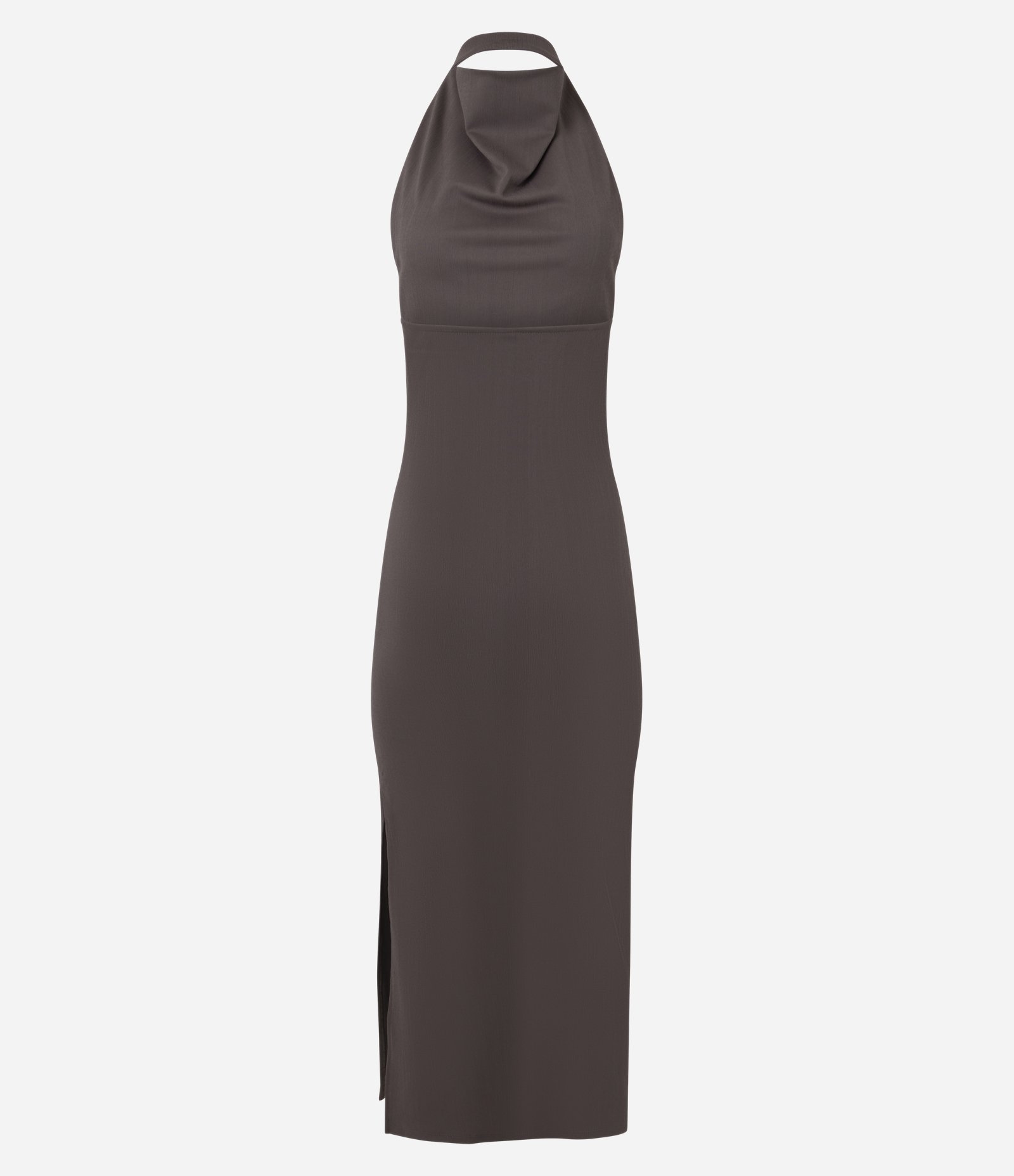 Vestido Midi em Bengaline com Decote Halter Marrom 7