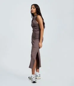 Vestido Midi em Bengaline com Decote Halter