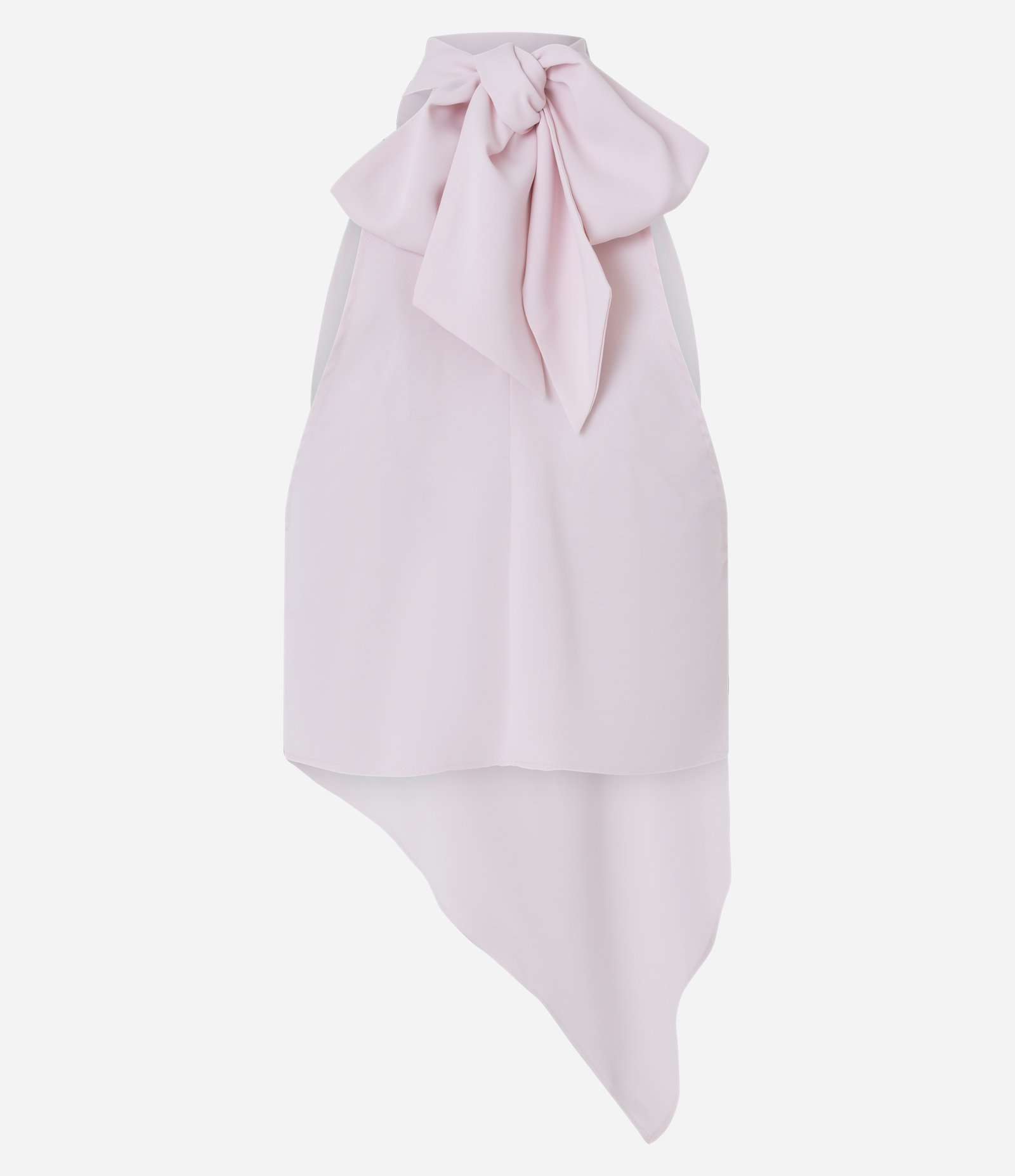Blusa Halter em Crepe com Barra Assimétrica Rosa 6