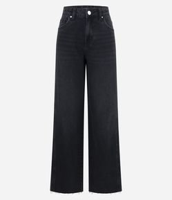 Calça Wide em Jeans com Cintura Média e Recortes