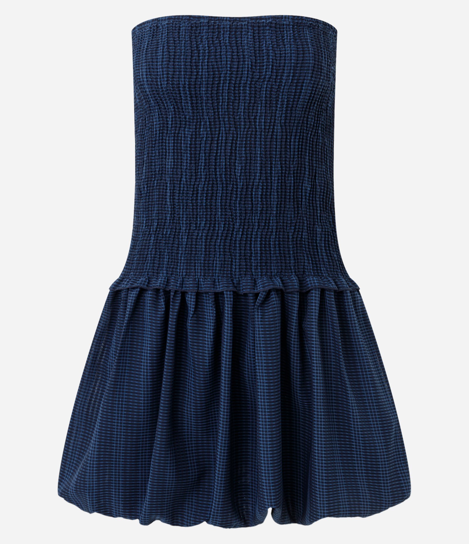 Vestido Tomara que Caia Balonê com Franzido no Busto Azul 1