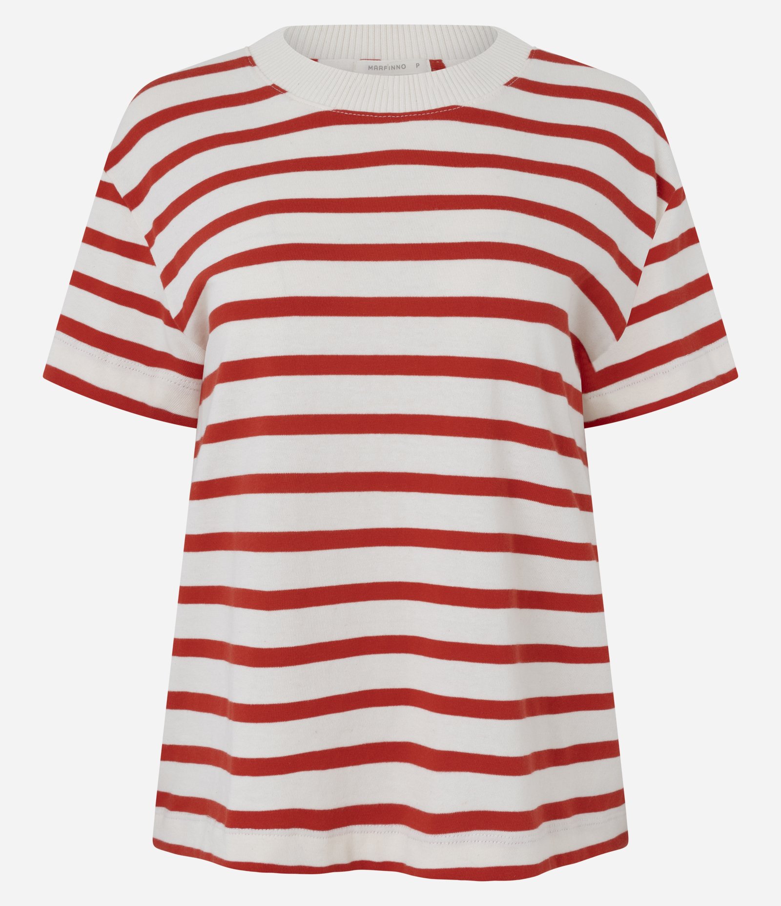 Camiseta Slim em Algodão com Listras Vermelho/Branco 5