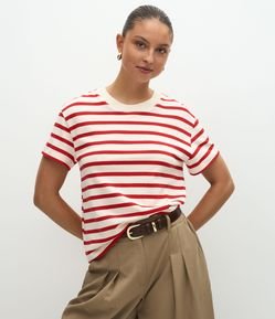 Camiseta Slim em Algodão com Listras