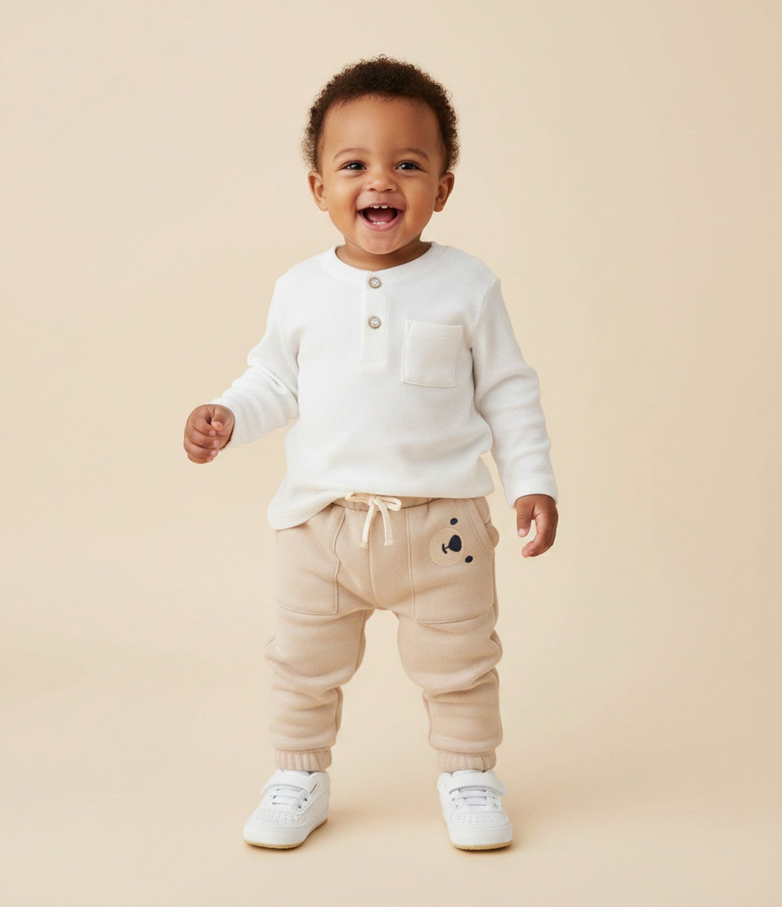 Camiseta Infantil Texturizada com Botões e Bolsinho - Tam 0 a 18 Meses Branco 1