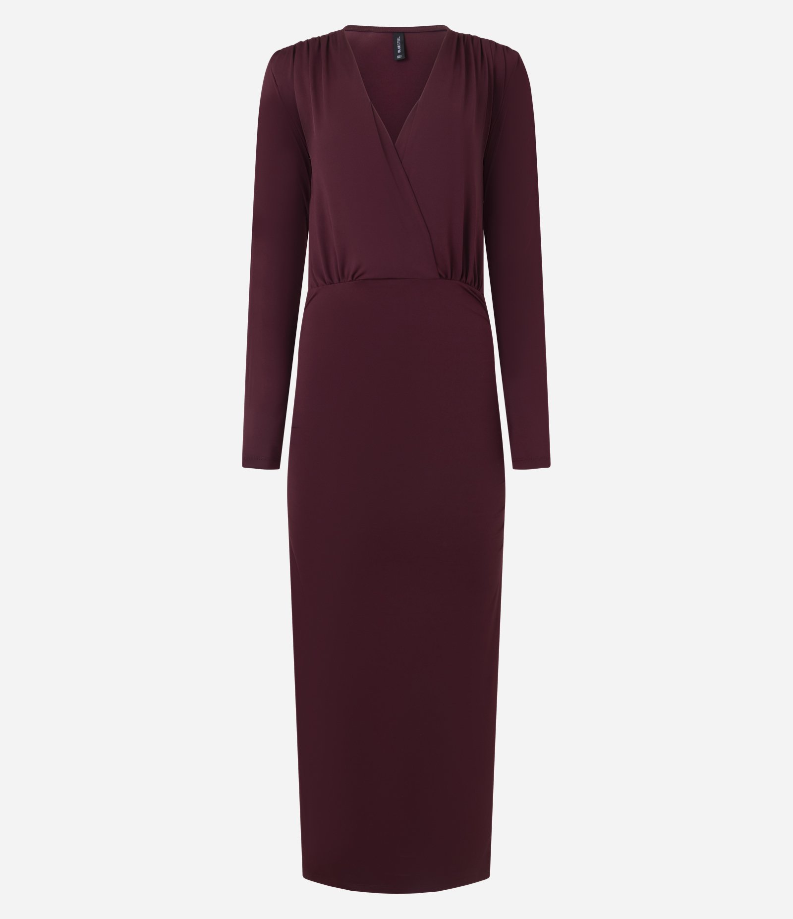 Vestido New Midi Transpassado em Jersey com Ombreiras Vinho 5