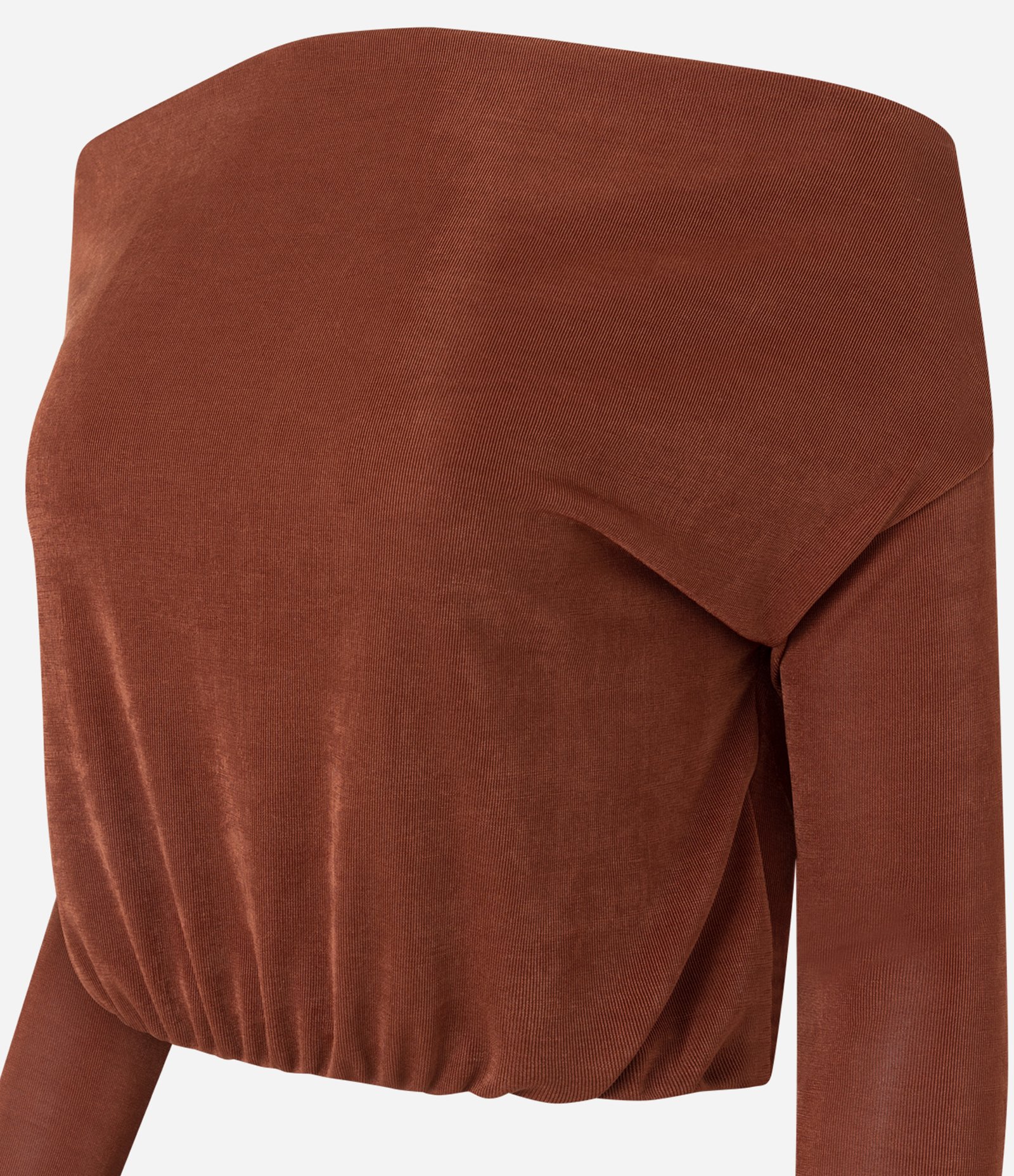 Blusa Ombro a Ombro em Ribana Marrom 6