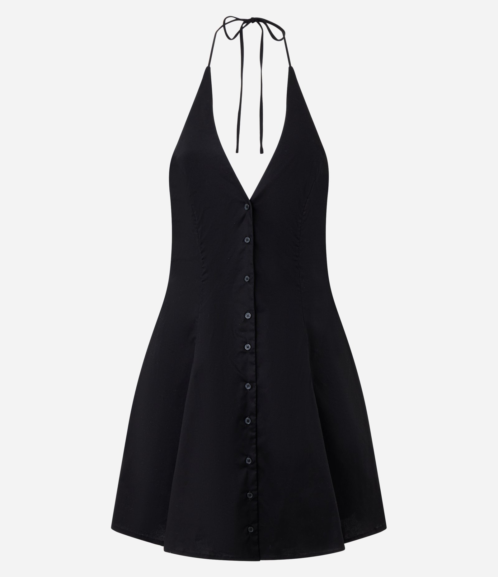 Vestido Frente Única Curto em Tricoline com Botões Preto 5