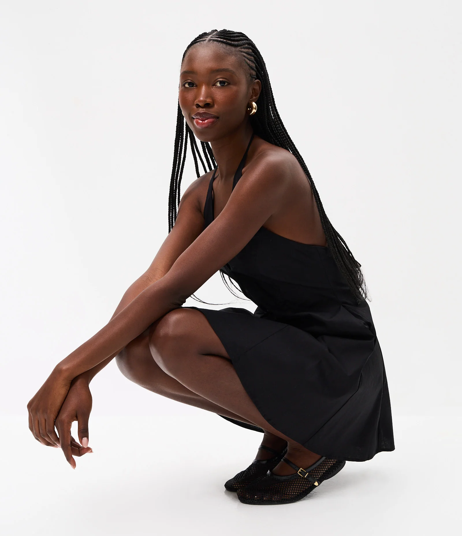 Vestido Frente Única Curto em Tricoline com Botões Preto 1