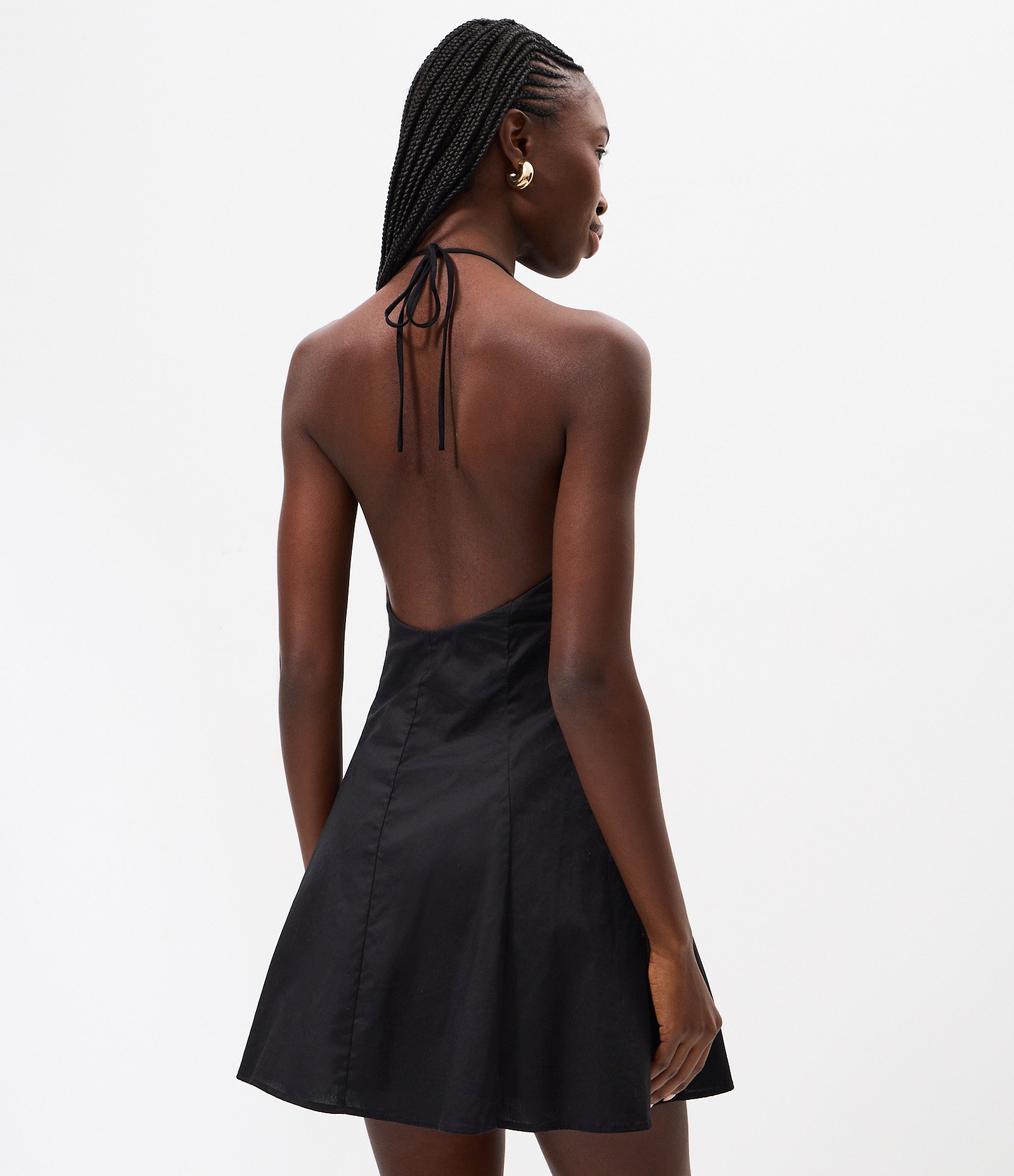 Vestido Frente Única Curto em Tricoline com Botões Preto 4