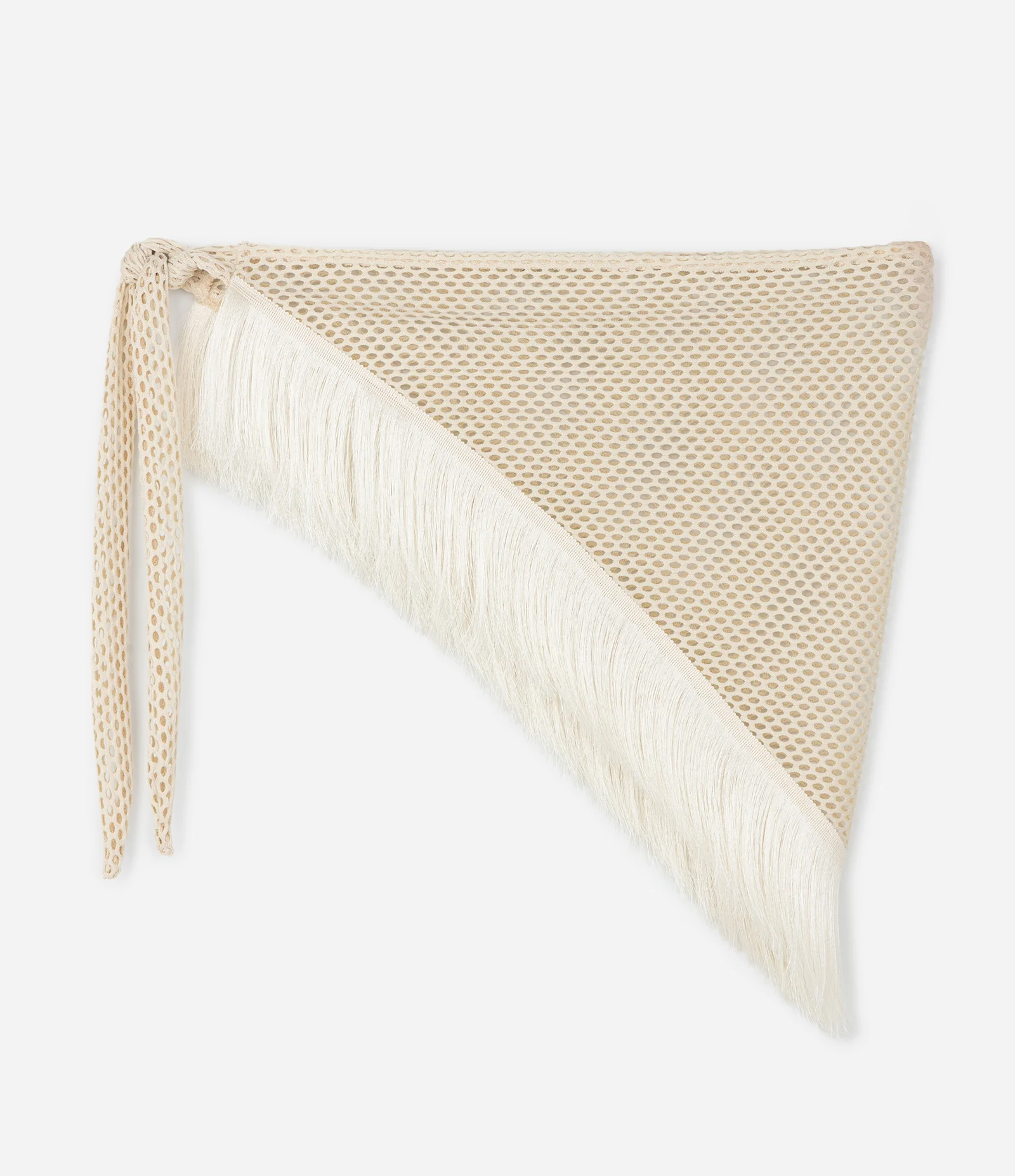 Lenço Triangular com Franjas Decorativas Bege 1