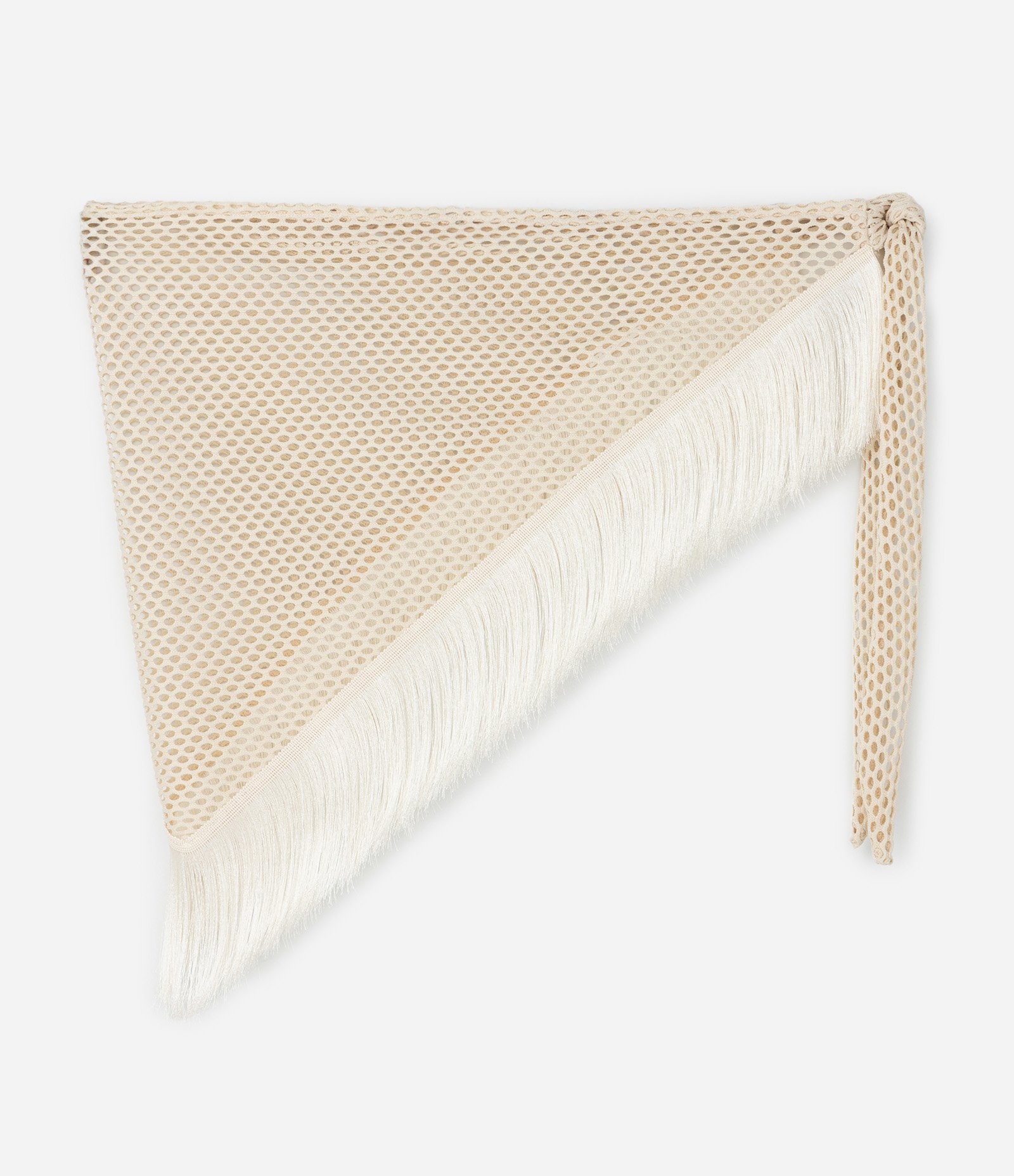 Lenço Triangular com Franjas Decorativas Bege 2