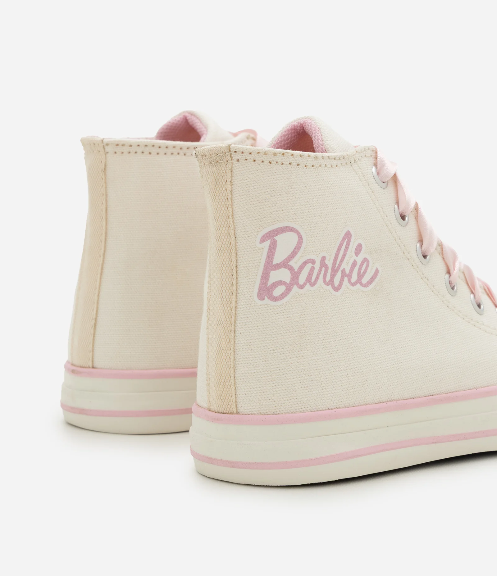 Tênis Infantil Barbie Abotinado com Cadarço de Cetim - Tam 28 a 34 Off White 2