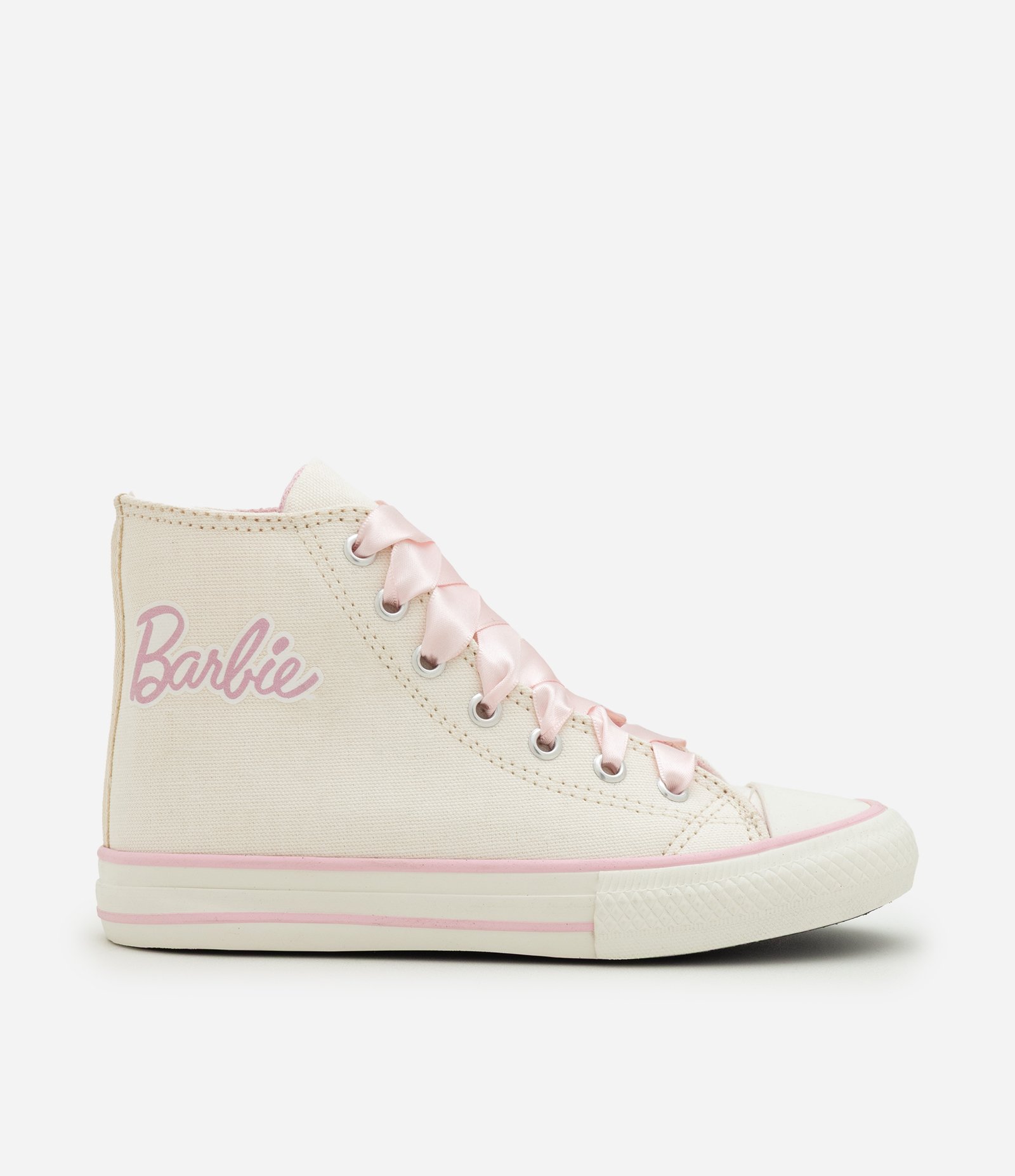Tênis Infantil Barbie Abotinado com Cadarço de Cetim - Tam 28 a 34 Off White 5